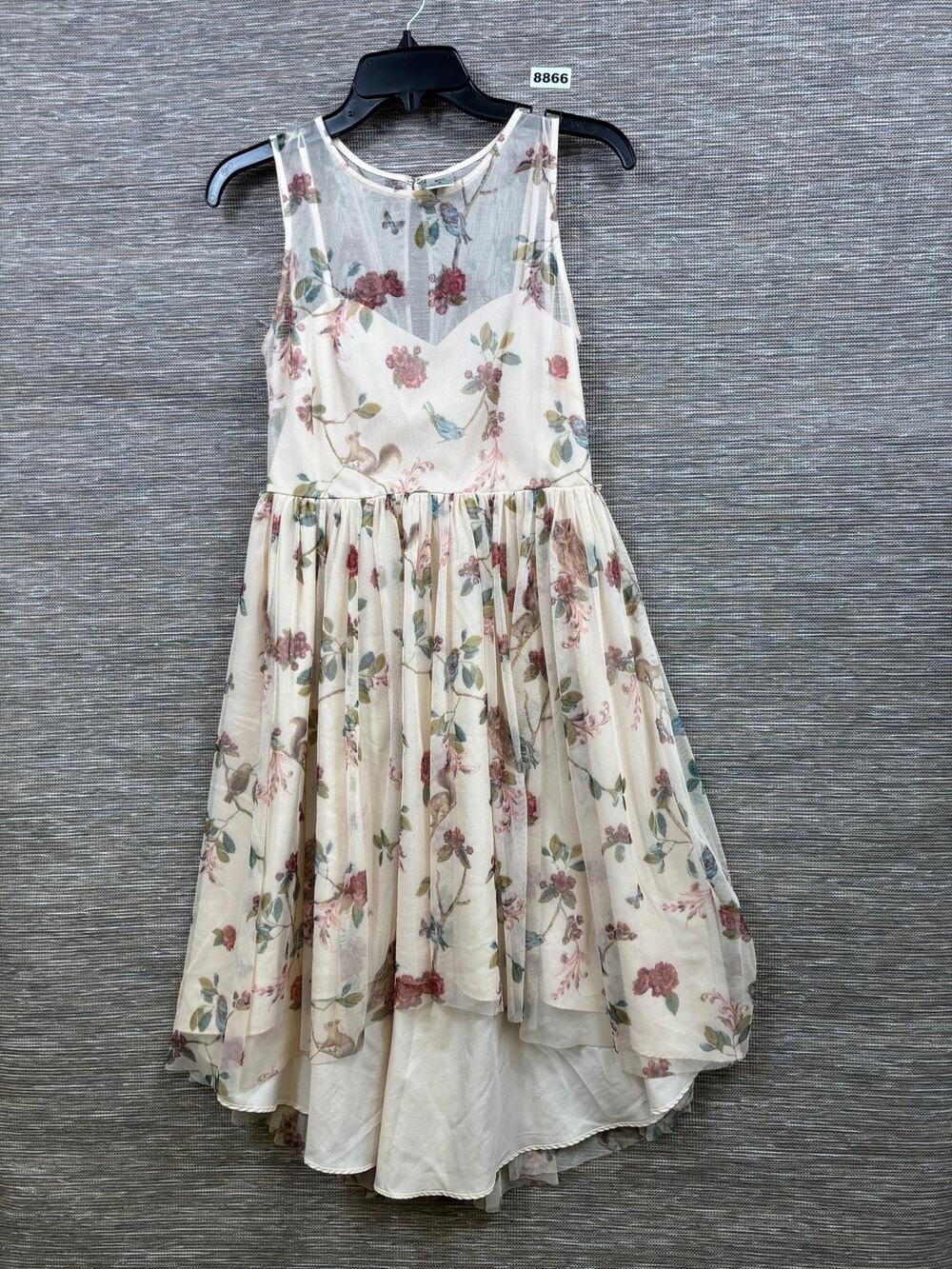 Disney LC Lauren Conrad Dress Womens Sz 2 White Floral Fit & Flare Midi Sundress
